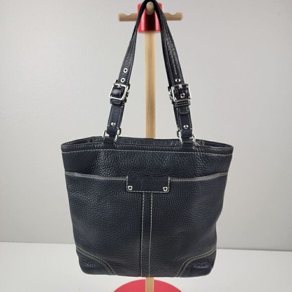 Vtg Y2K Coach Hamilton Black Leather Collection Tote Shoulder Bag F13089 Handbag - Picture 1 of 12